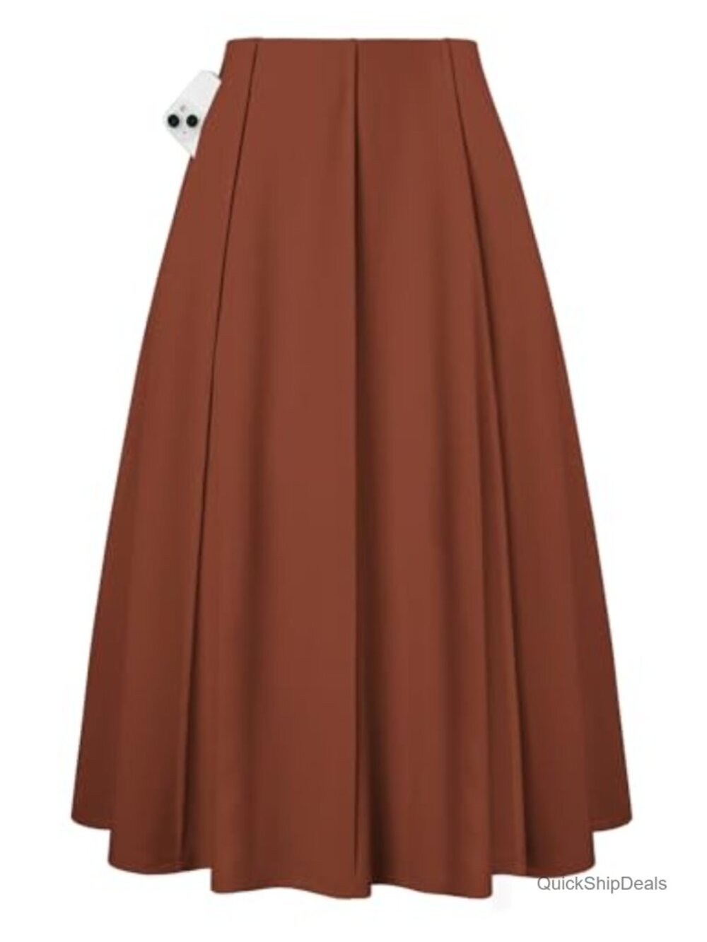 Midi A Line High Waisted Flowy Skirt with Pockets